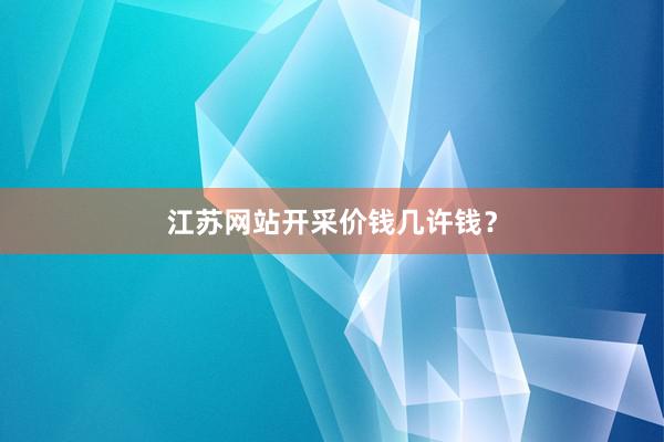 江苏网站开采价钱几许钱？