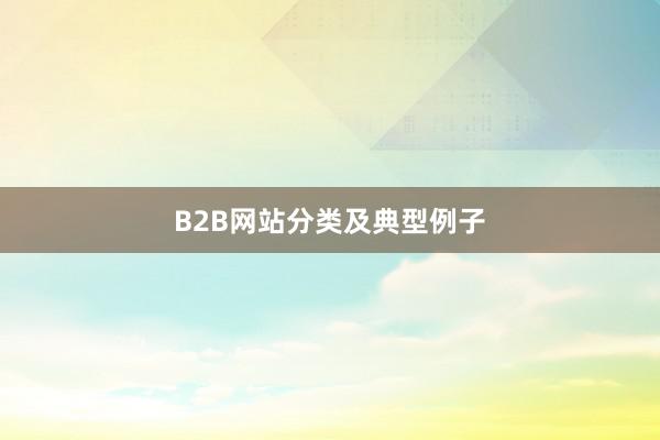 B2B网站分类及典型例子