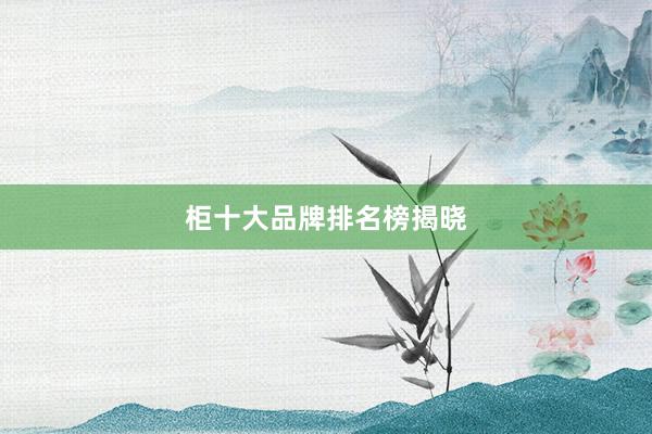 柜十大品牌排名榜揭晓