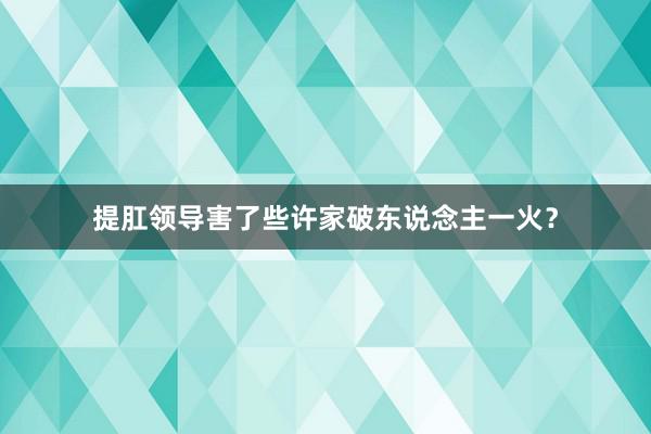提肛领导害了些许家破东说念主一火?