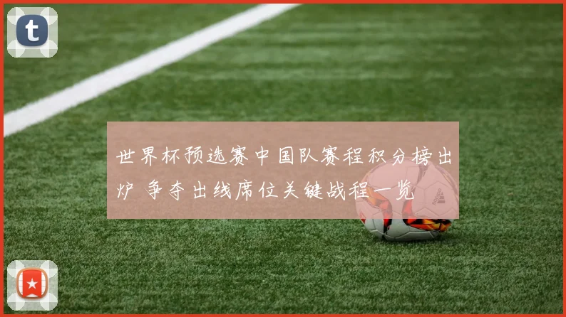 世界杯预选赛中国队赛程积分榜出炉 争夺出线席位关键战程一览